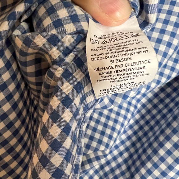 🌟3 for $25🌟 L. L.Bean Blue Casual Button Down Fit XXL Shirt with Gingham Pattern - Picture 6 of 7